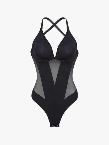 Plunge Low-Back Cami Thong Bodysuit