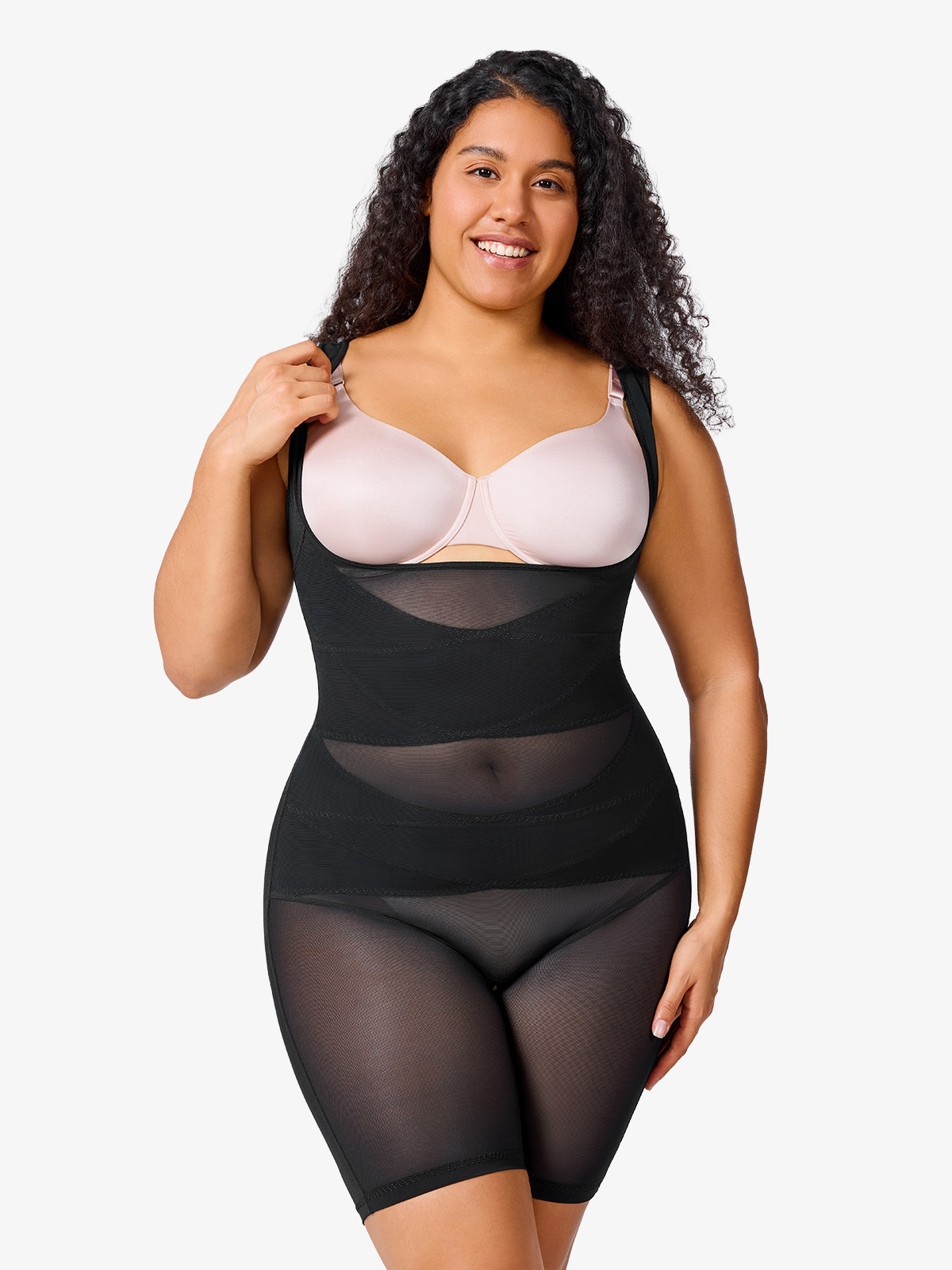 Nebility Plus Size Mesh Thigh Slimmer U Shape Full Body Shaper-Nebility