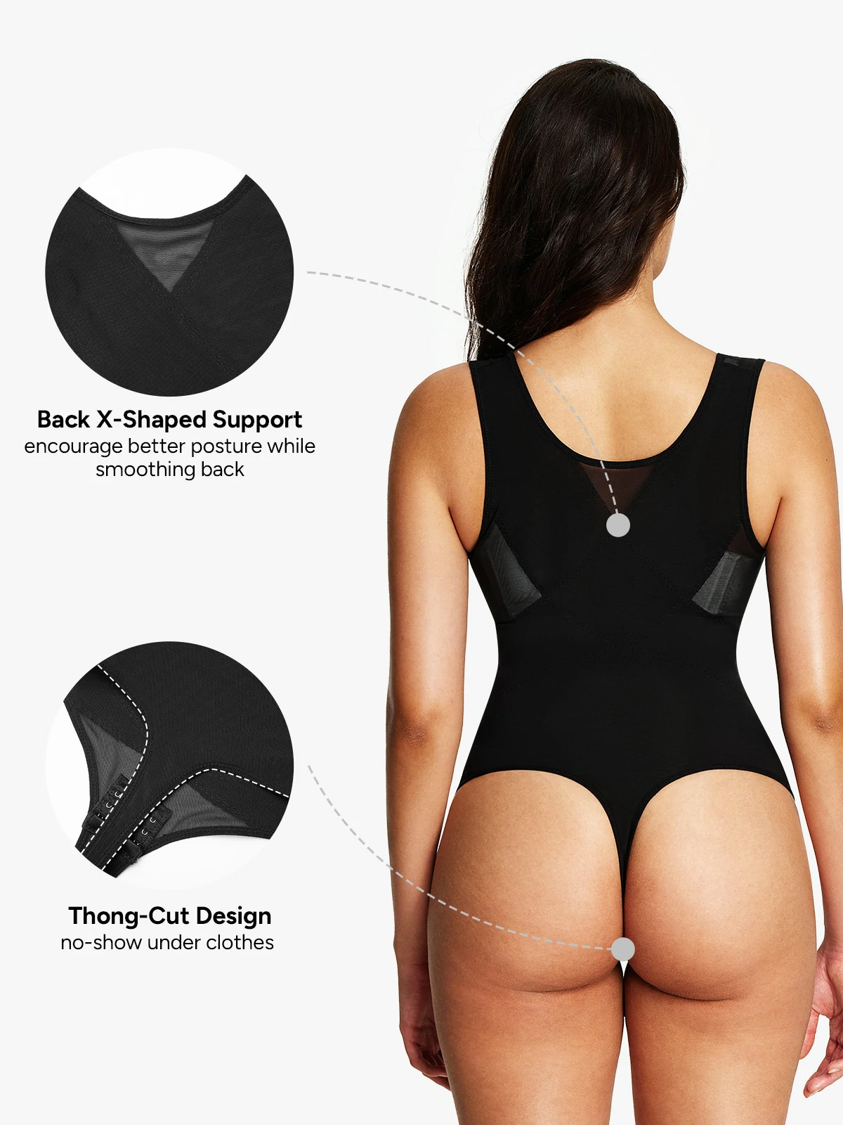 Mesh Open Bust Tummy Control Thong Bodysuit