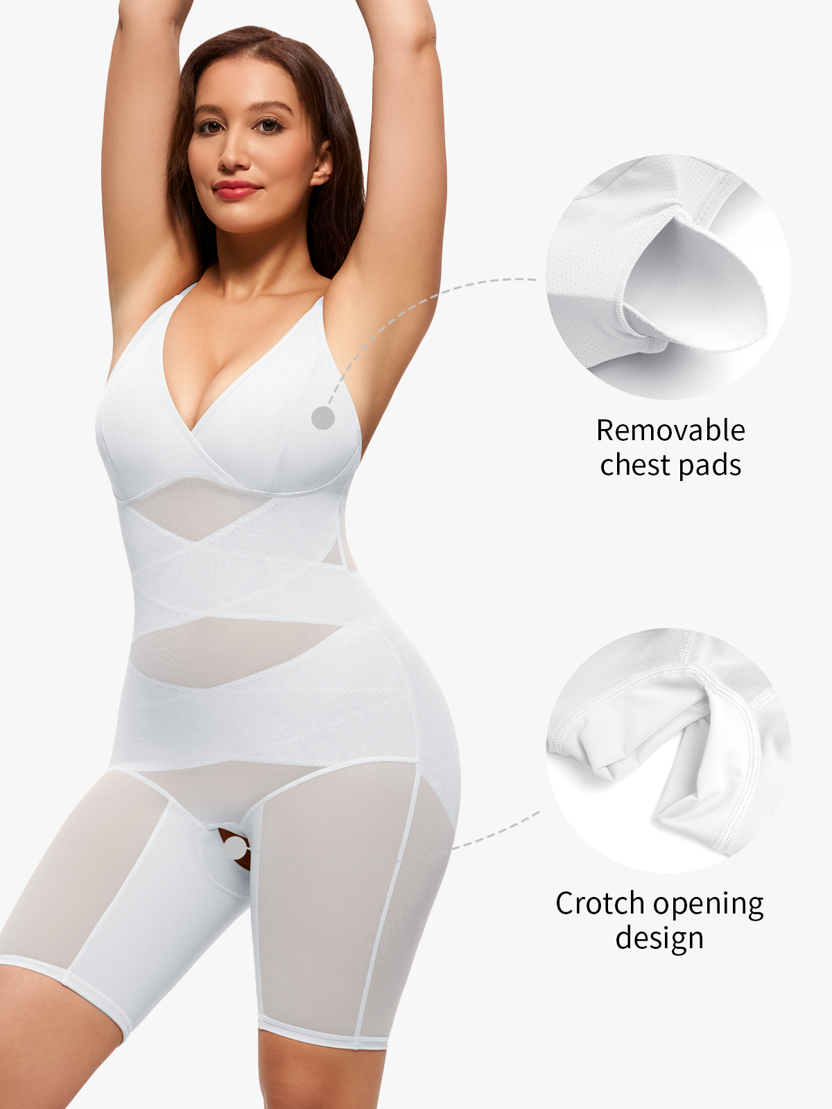 Nebility Air Mesh V-Neck Bodysuit