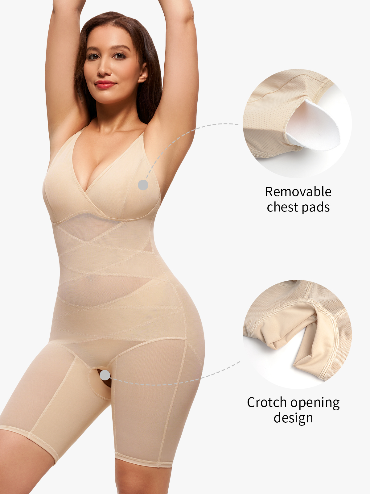 Nebility Air Mesh V-Neck Bodysuit