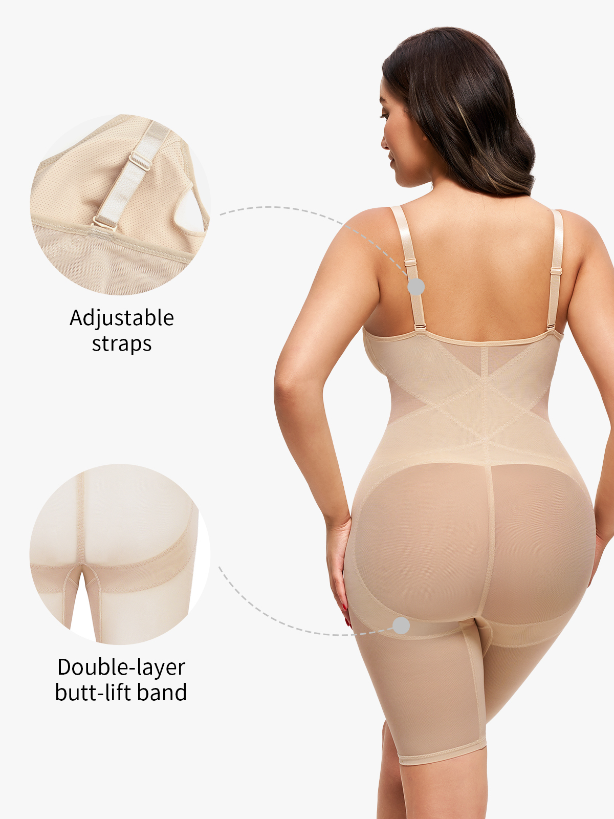 Nebility Air Mesh V-Neck Bodysuit