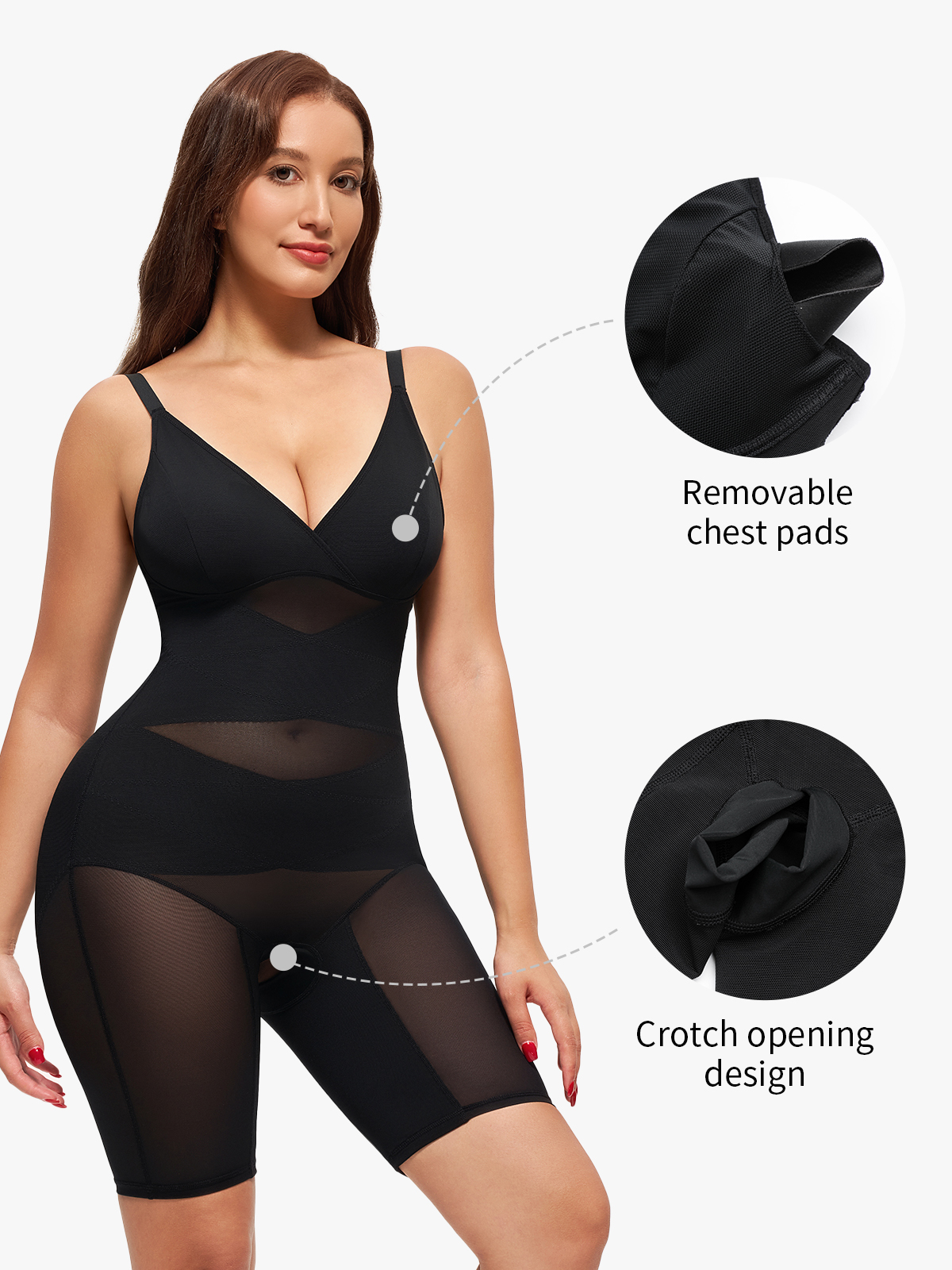 Nebility Air Mesh V-Neck Bodysuit