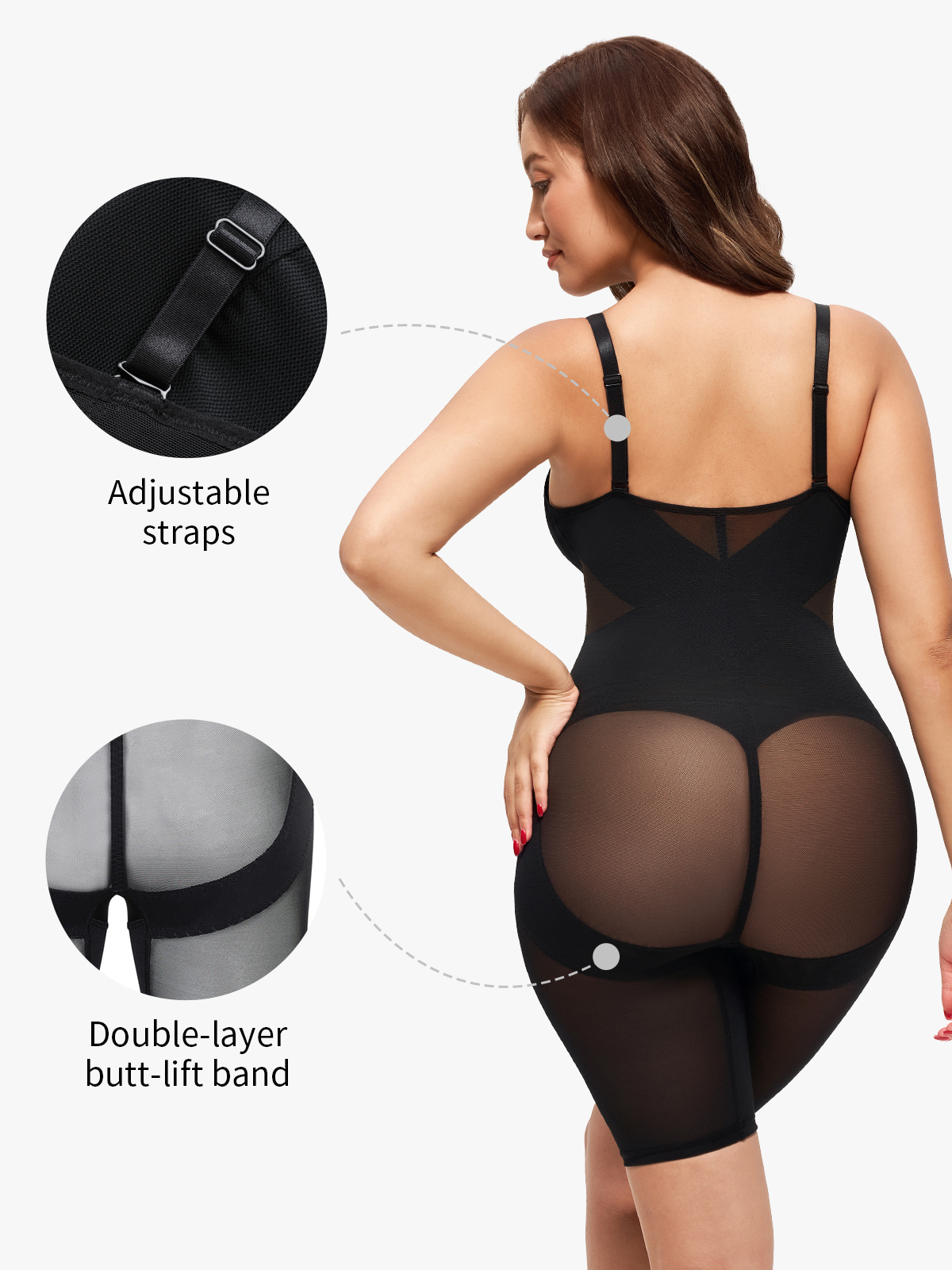 Nebility Air Mesh V-Neck Bodysuit