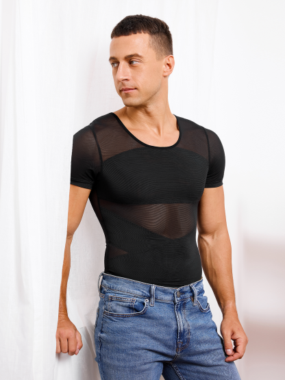 Men's Compression Shirt Slimming Shaper Workout Tops Shapewear Shirts