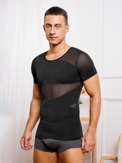 Men's Compression Shirt Slimming Shaper Workout Tops Shapewear Shirts