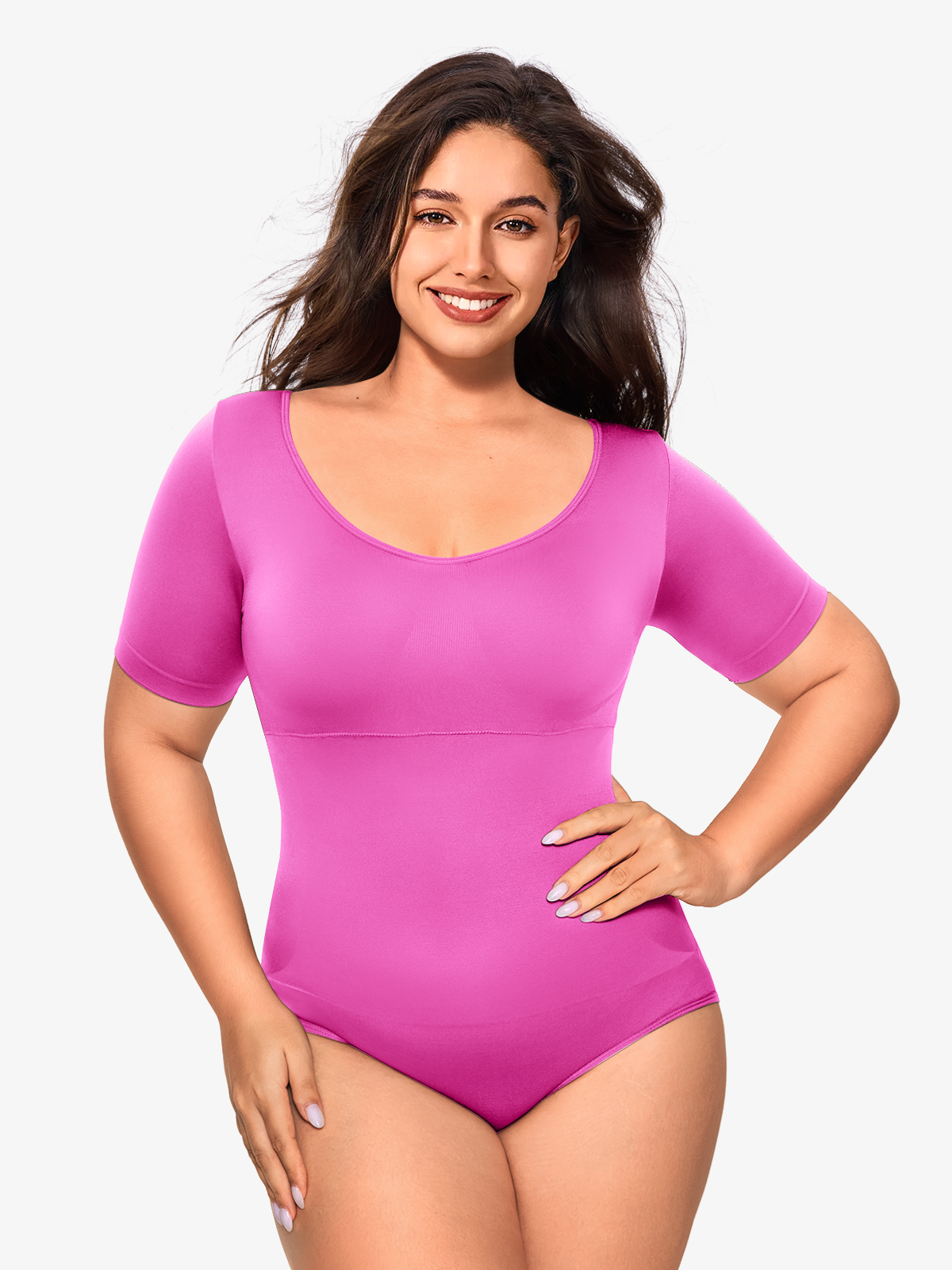 Sleek Seamless Round Neck Short Sleeve Bodysuit-Nebility