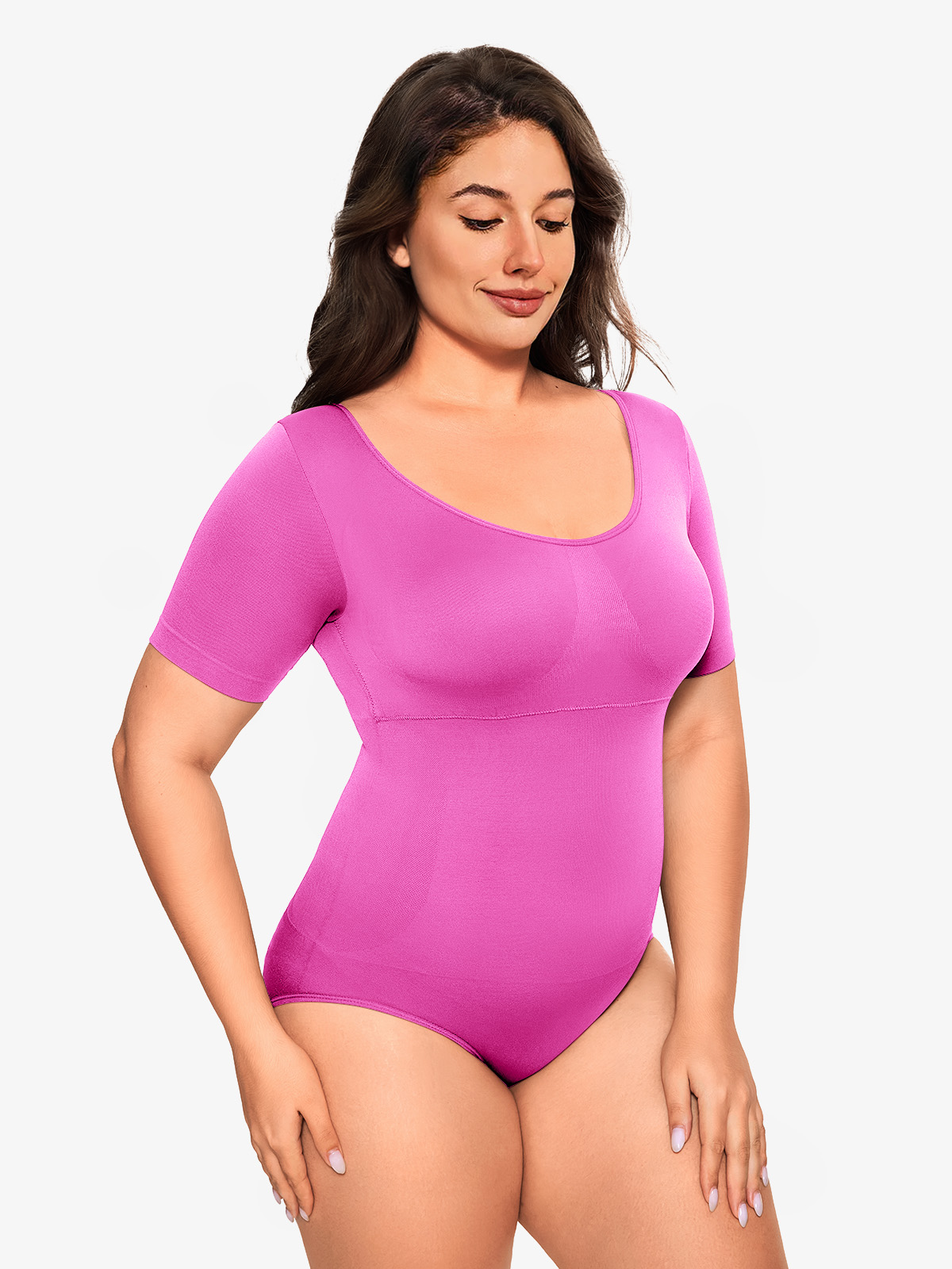 Sleek Seamless Round Neck Short Sleeve Bodysuit-Nebility