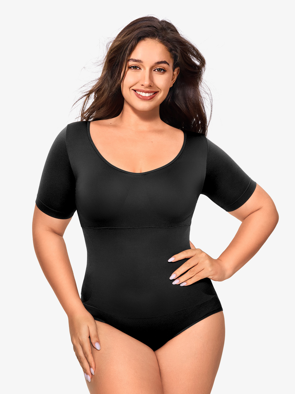 Sleek Seamless Round Neck Short Sleeve Bodysuit-Nebility