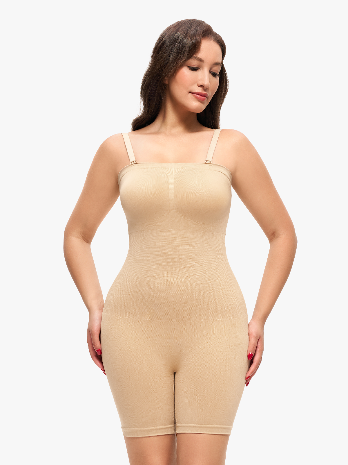 Seamless Body Shaper Removable Strap Soft Bodysuit