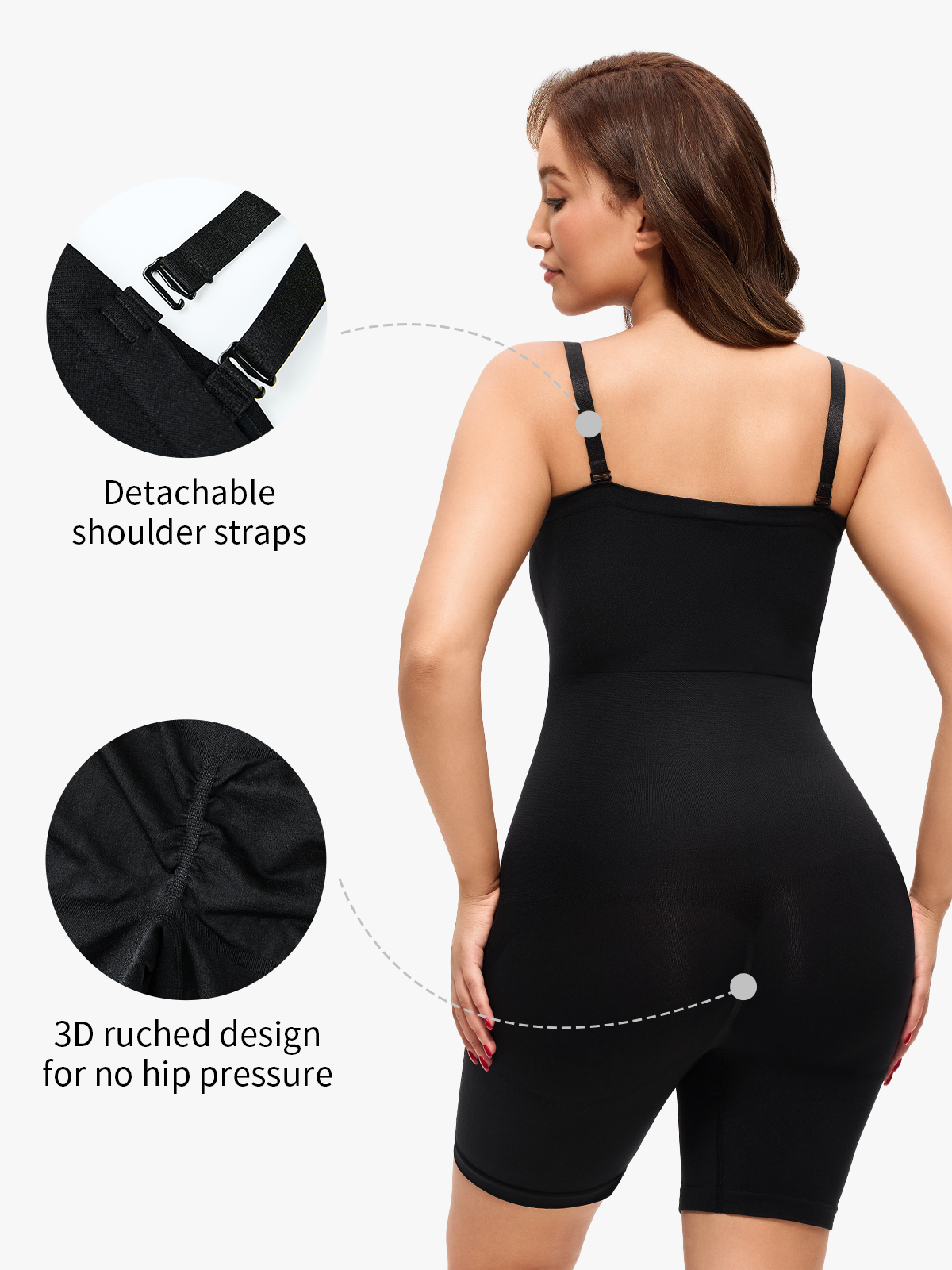 Seamless Body Shaper Removable Strap Soft Bodysuit