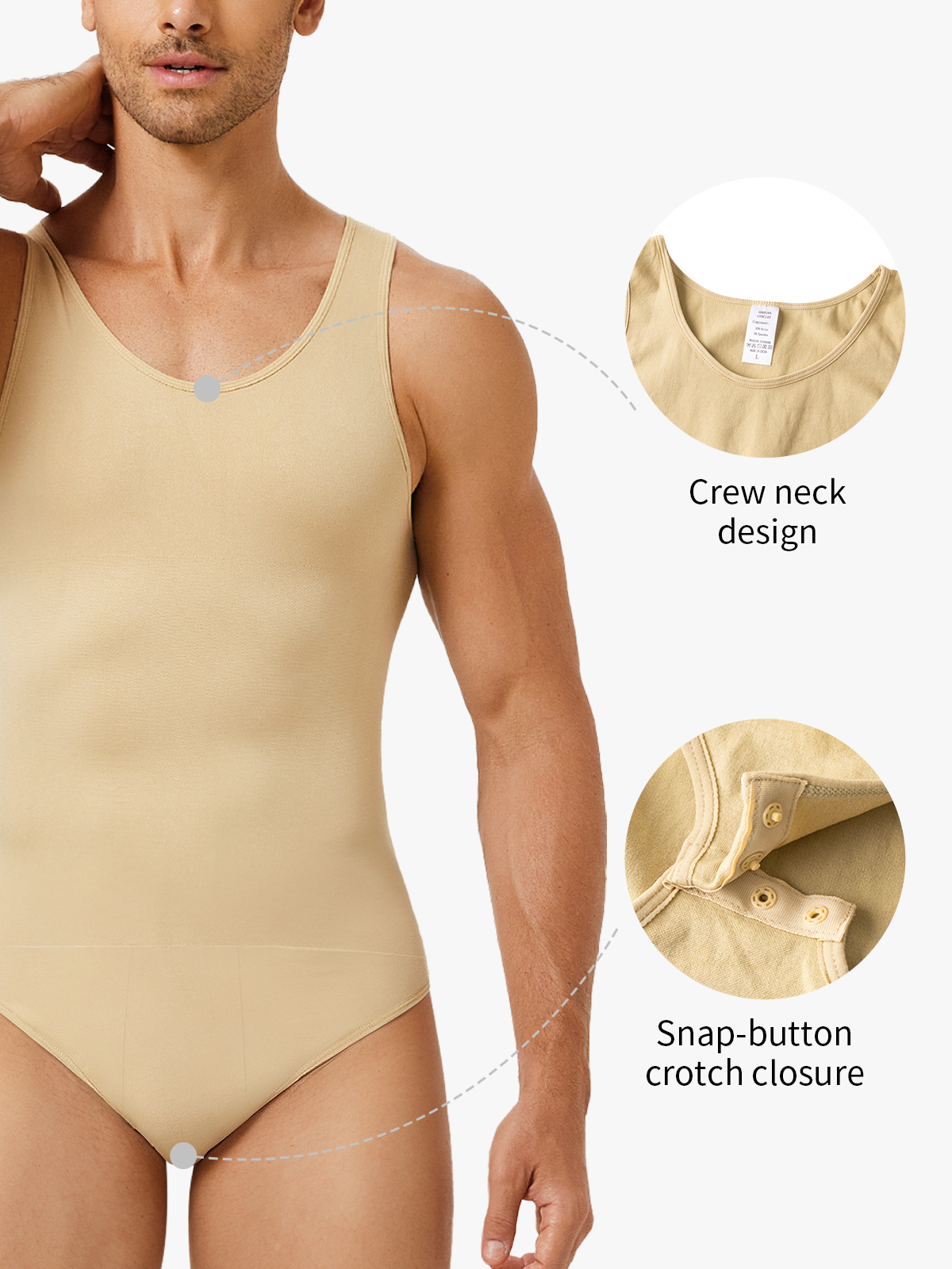 Comfort Crotch Opening Crew Neck Shapewear Brief Bodysuit