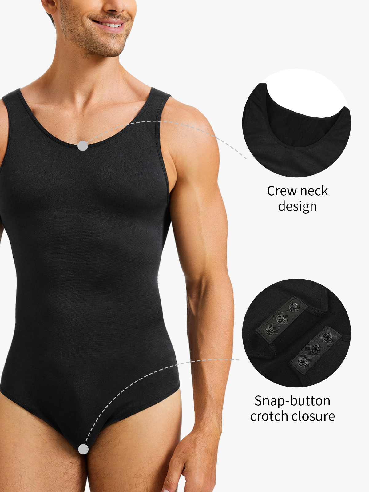 Comfort Crotch Opening Crew Neck Shapewear Brief Bodysuit