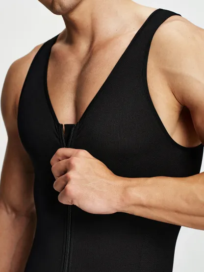 Men's Seamless Zipper Slimming Bodysuit