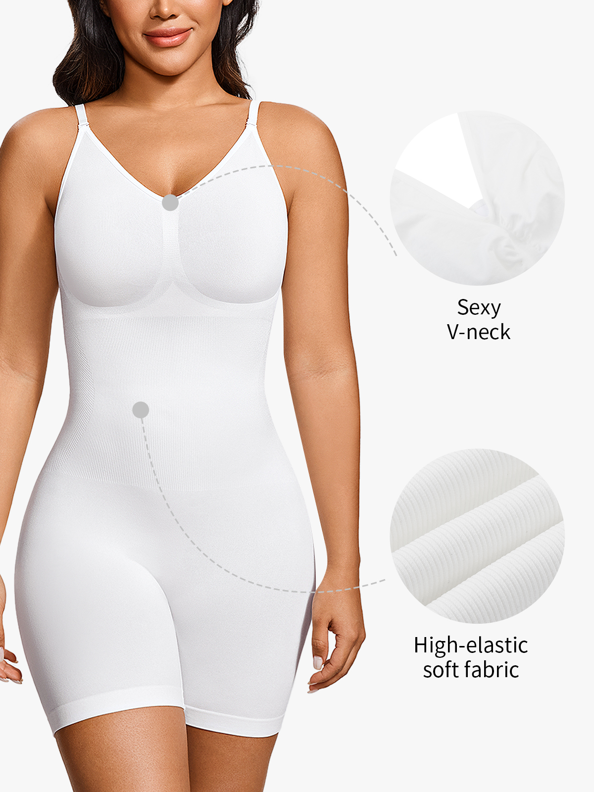 Seamless Elastic Tummy Control Cami Shortie Bodysuit