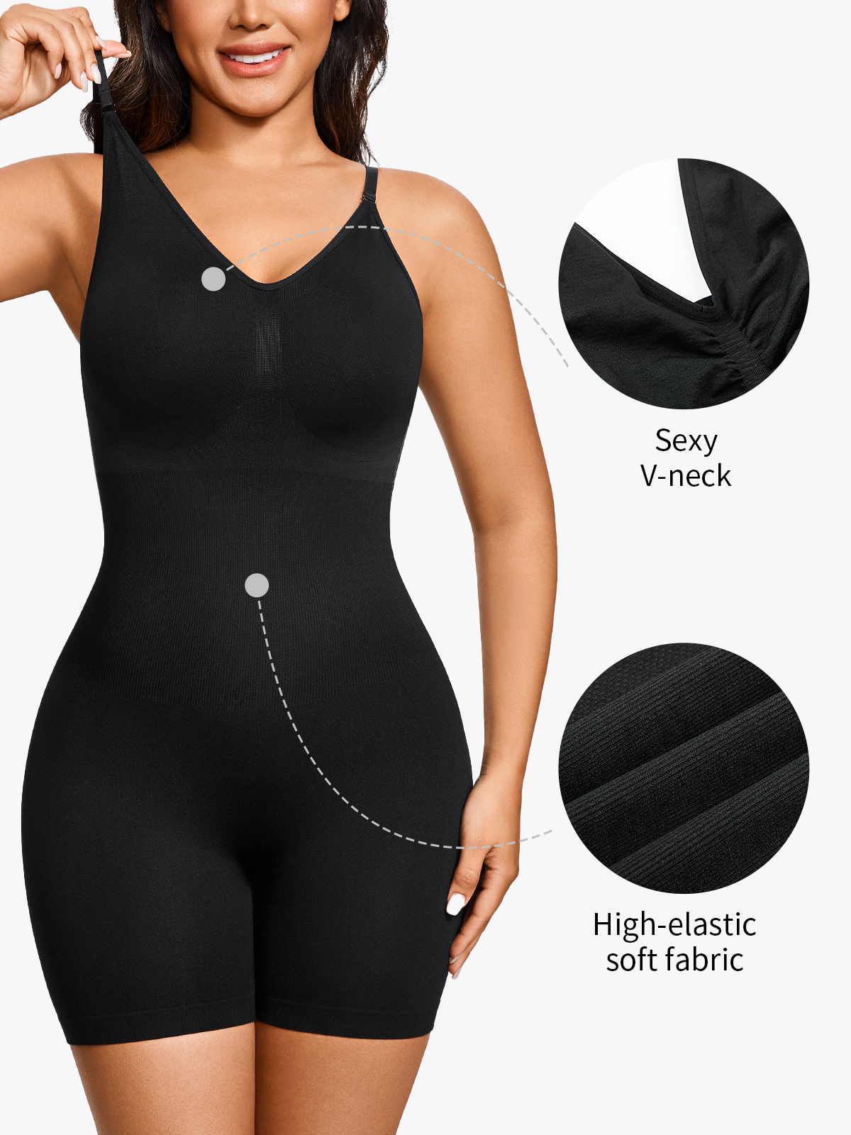 Seamless Elastic Tummy Control Cami Shortie Bodysuit
