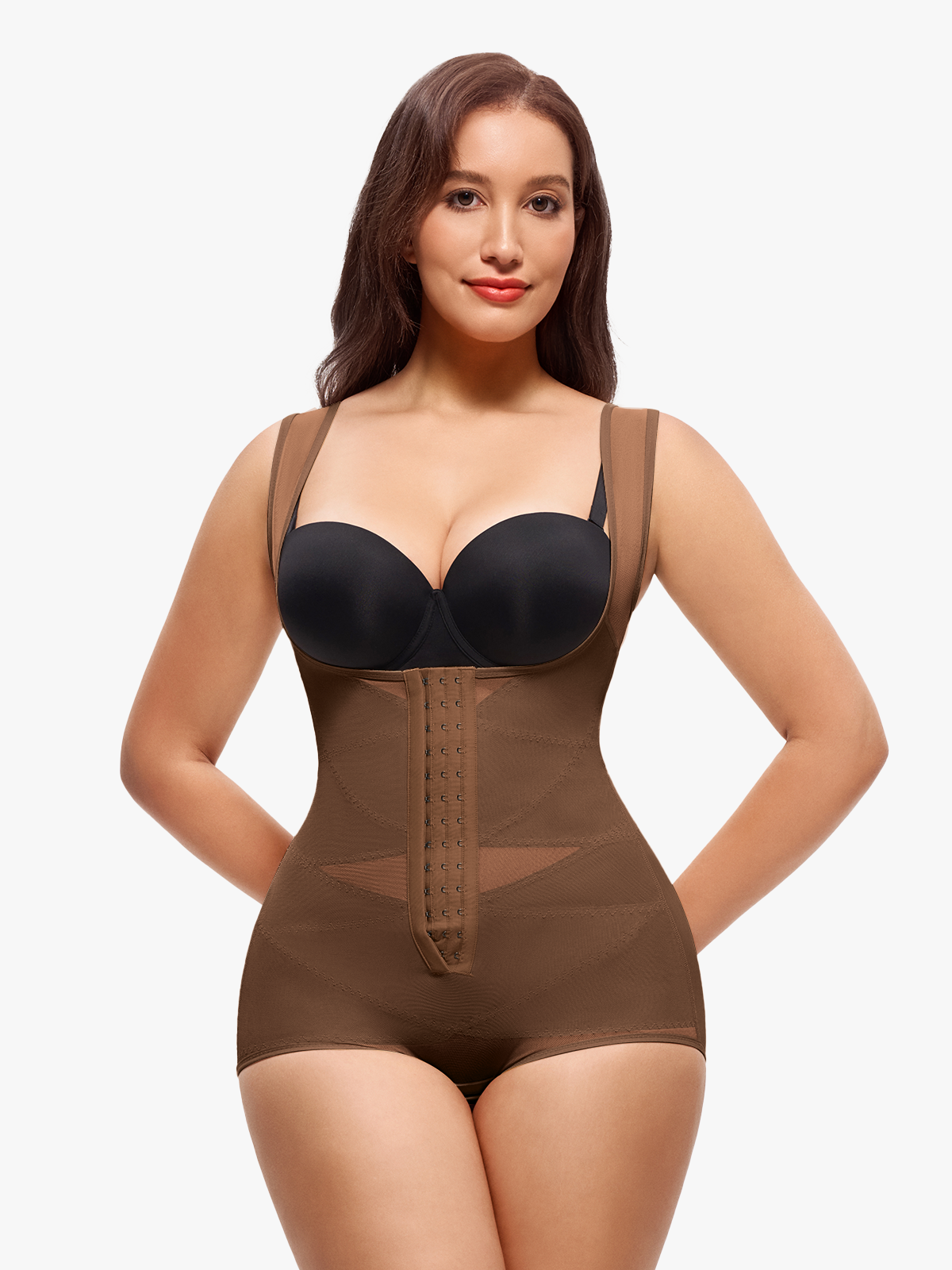 Nebility Women Butt Lifter Open Bust Waist Trainer Compression Bodysuit