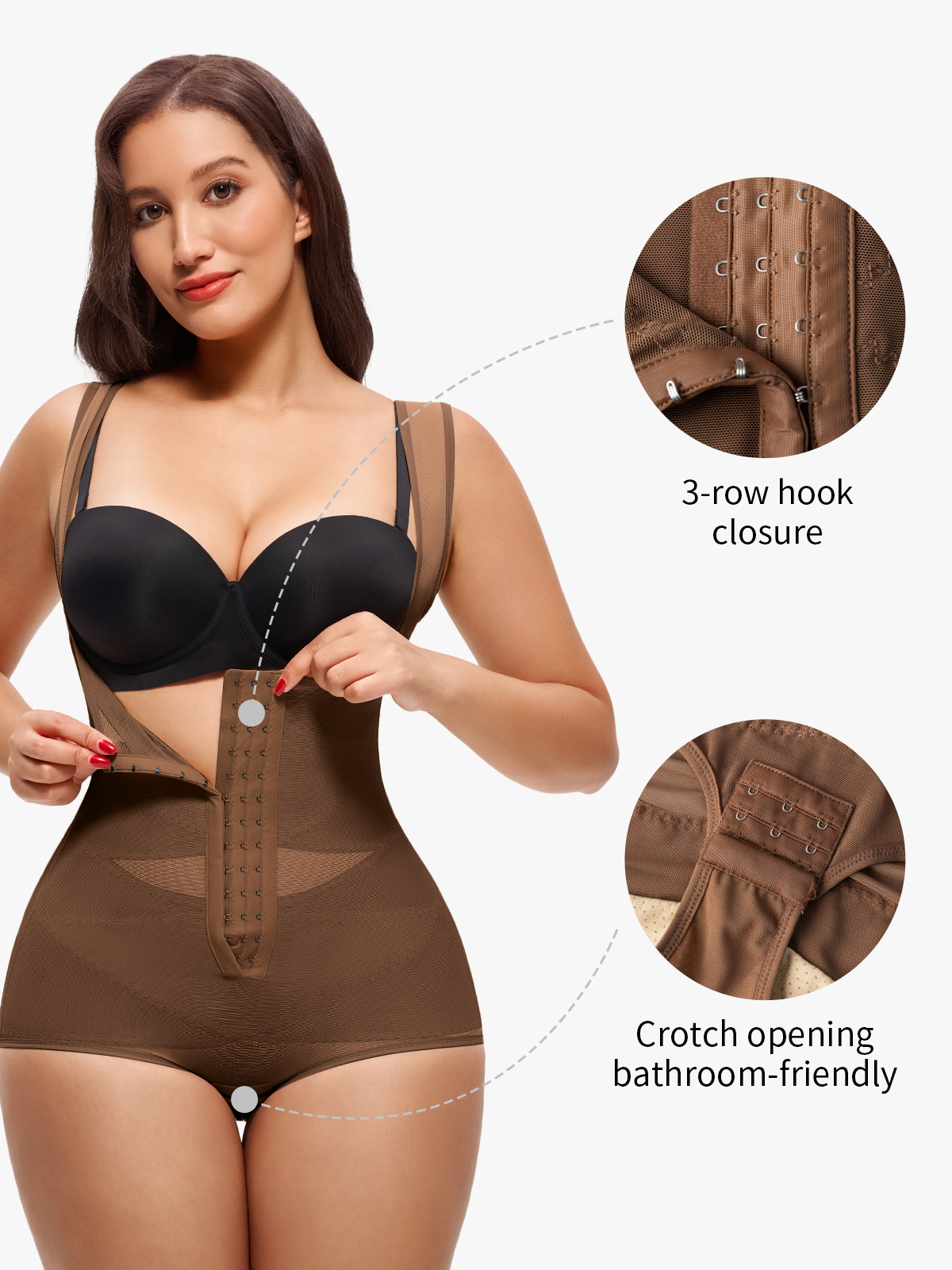 Nebility Women Butt Lifter Open Bust Waist Trainer Compression Bodysuit