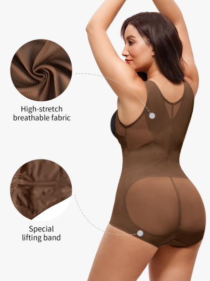 Nebility Women Butt Lifter Open Bust Waist Trainer Compression Bodysuit