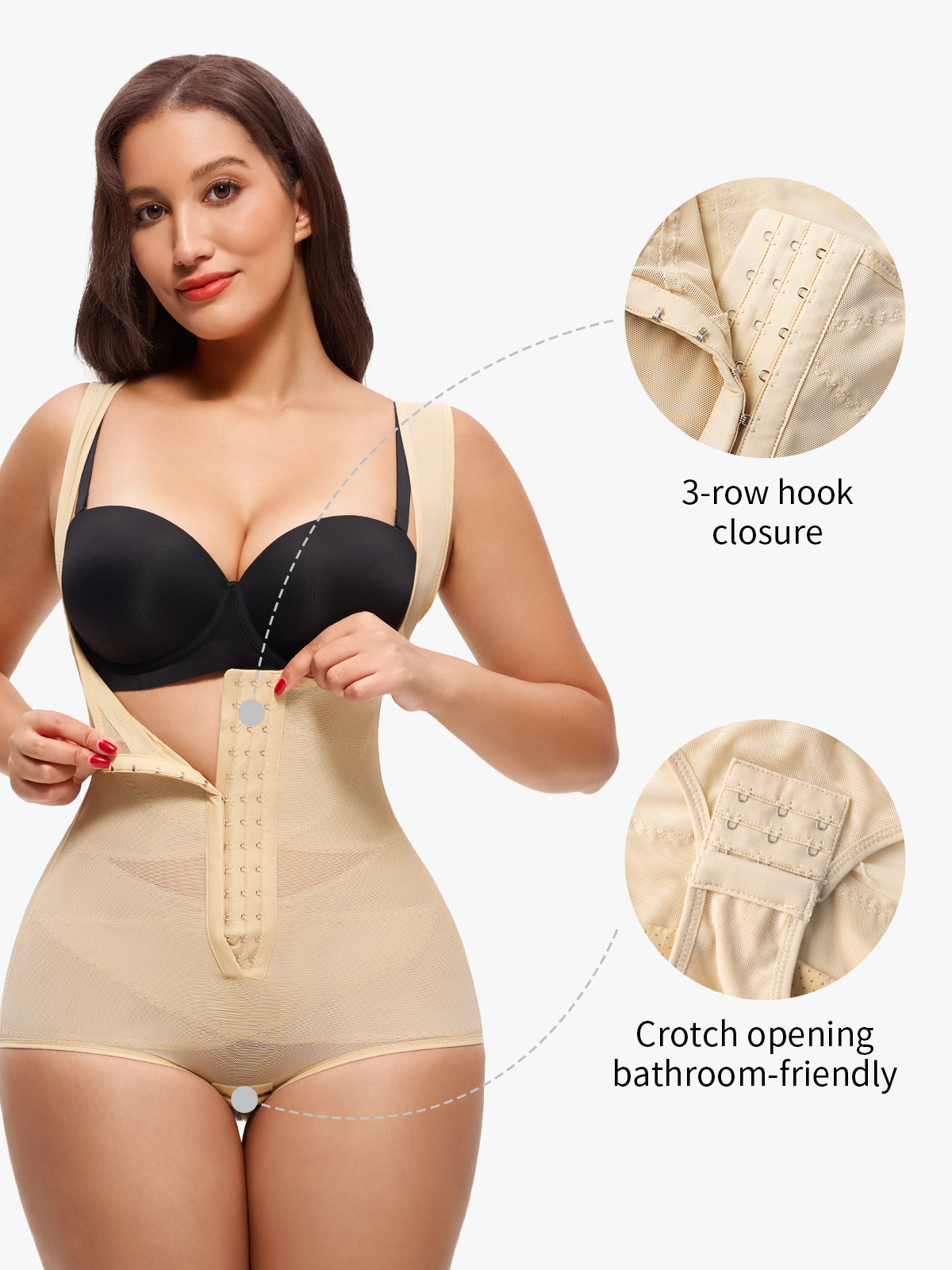 Nebility Women Butt Lifter Open Bust Waist Trainer Compression Bodysuit