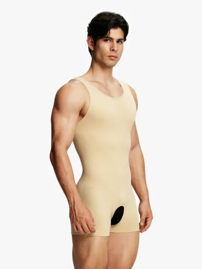 Men's Seamless Crotch Opening Bodysuit 