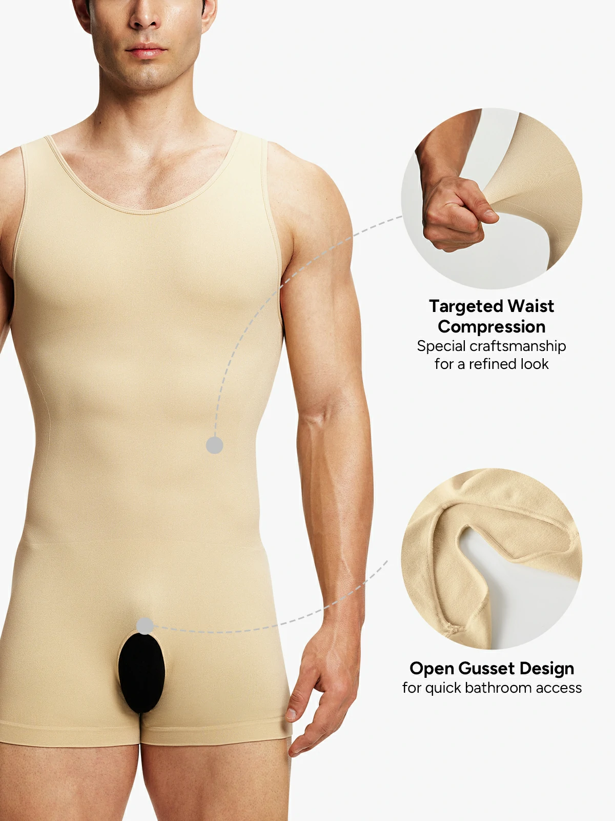 Men's Seamless Crotch Opening Bodysuit 