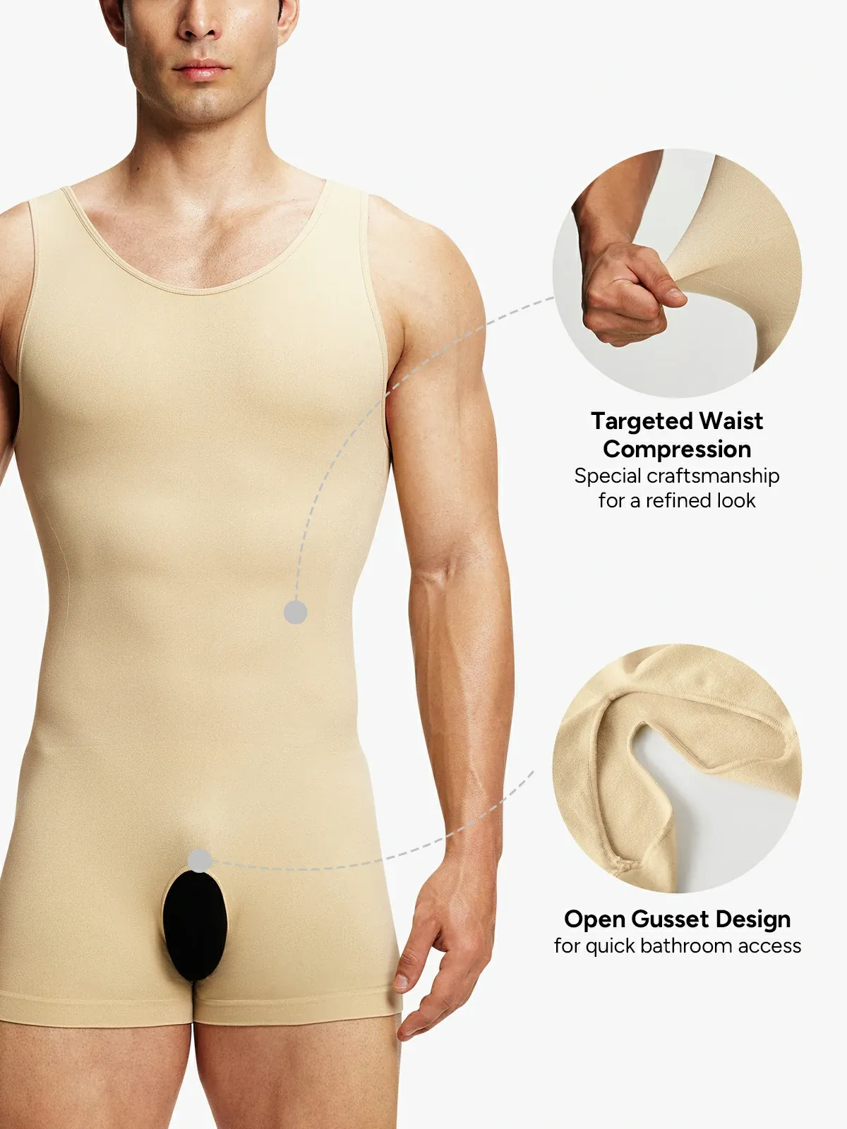 Men's Seamless Crotch Opening Bodysuit 