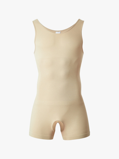 Men's Seamless Trunk Shapewear Bodysuit with Crotch Opening