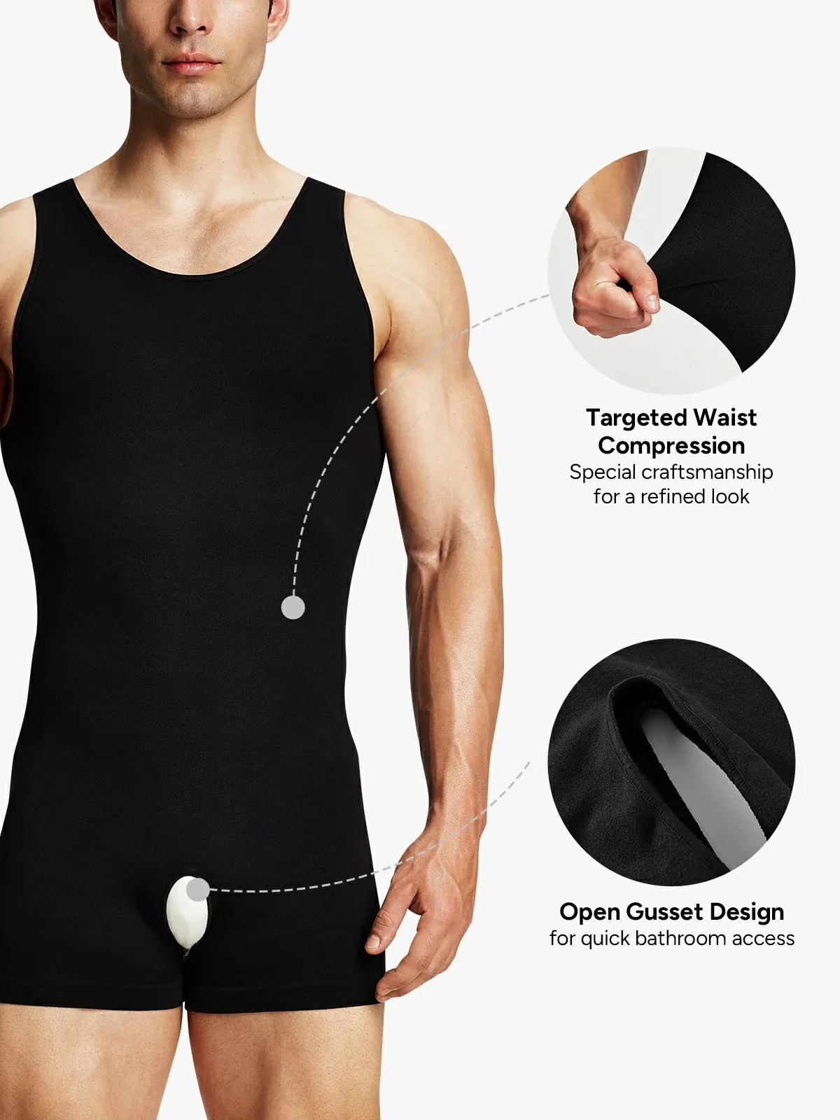 Men's Seamless Crotch Opening Bodysuit 