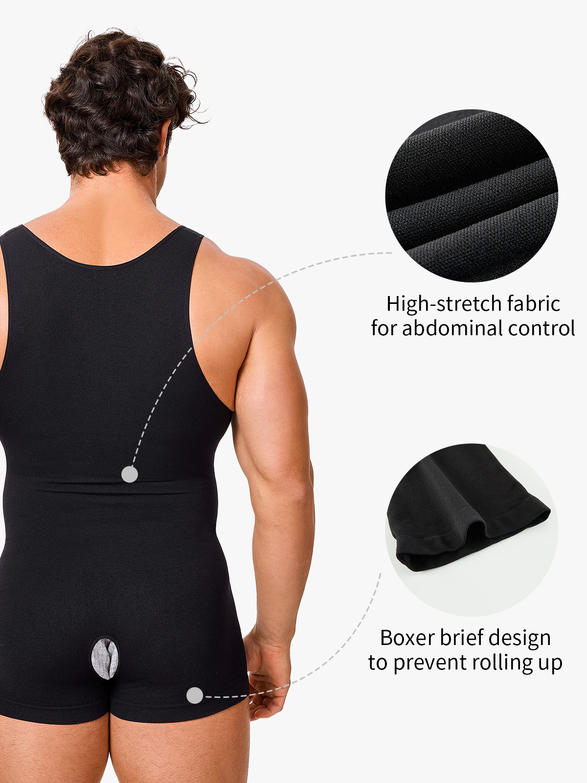 Men's Seamless Trunk Shapewear Bodysuit with Crotch Opening
