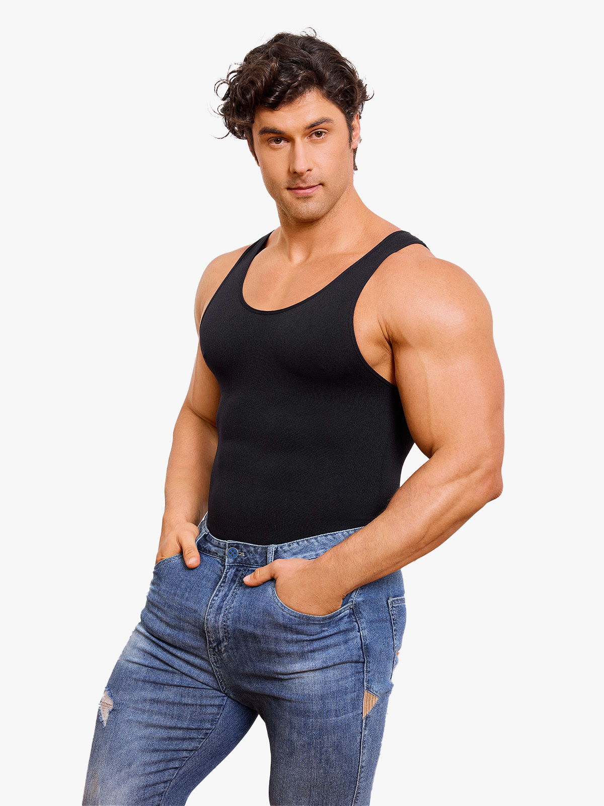 Men's Seamless Trunk Shapewear Bodysuit with Crotch Opening