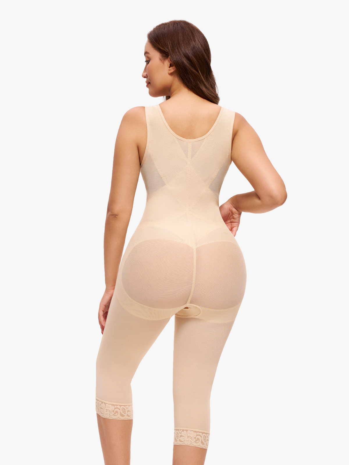Nebility Women Waist Trainer Open Bust Mid-Thigh Bodysuit