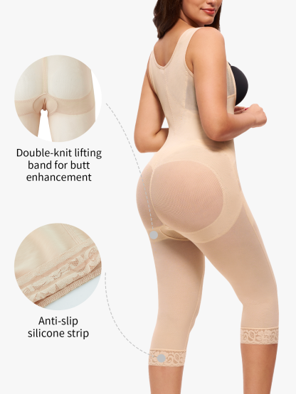 Nebility Women Waist Trainer Open Bust Mid-Thigh Bodysuit