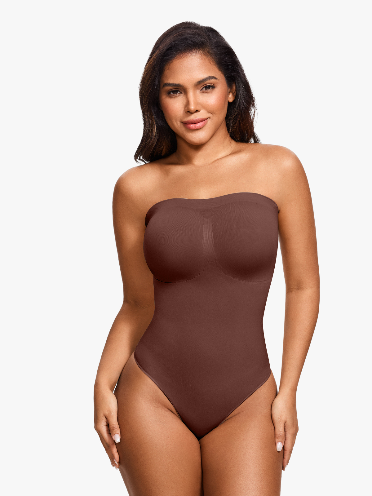 Seamless Tummy Control Thong Bodysuit with Detachable Shoulder Straps