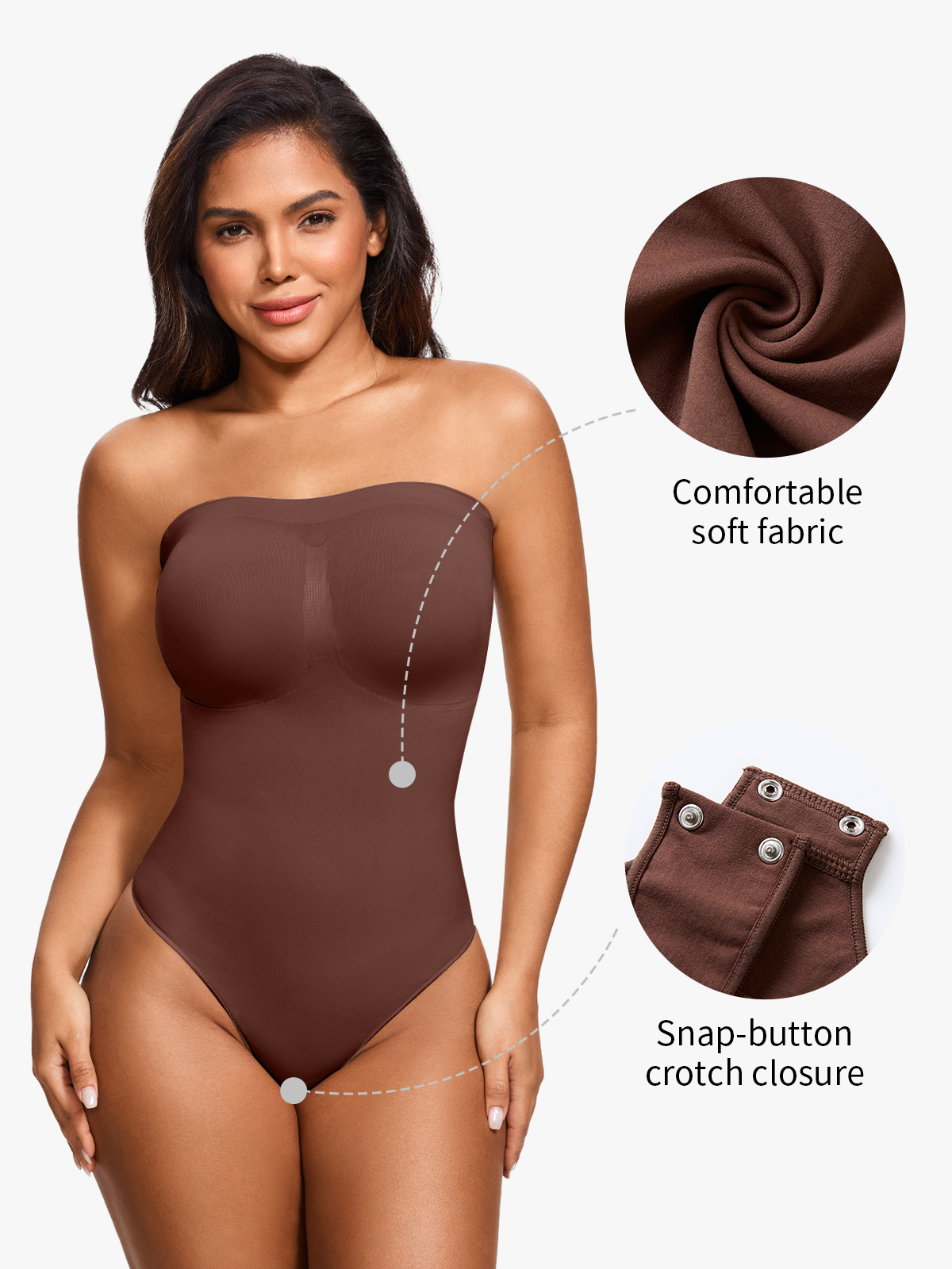 Seamless Tummy Control Thong Bodysuit with Detachable Shoulder Straps