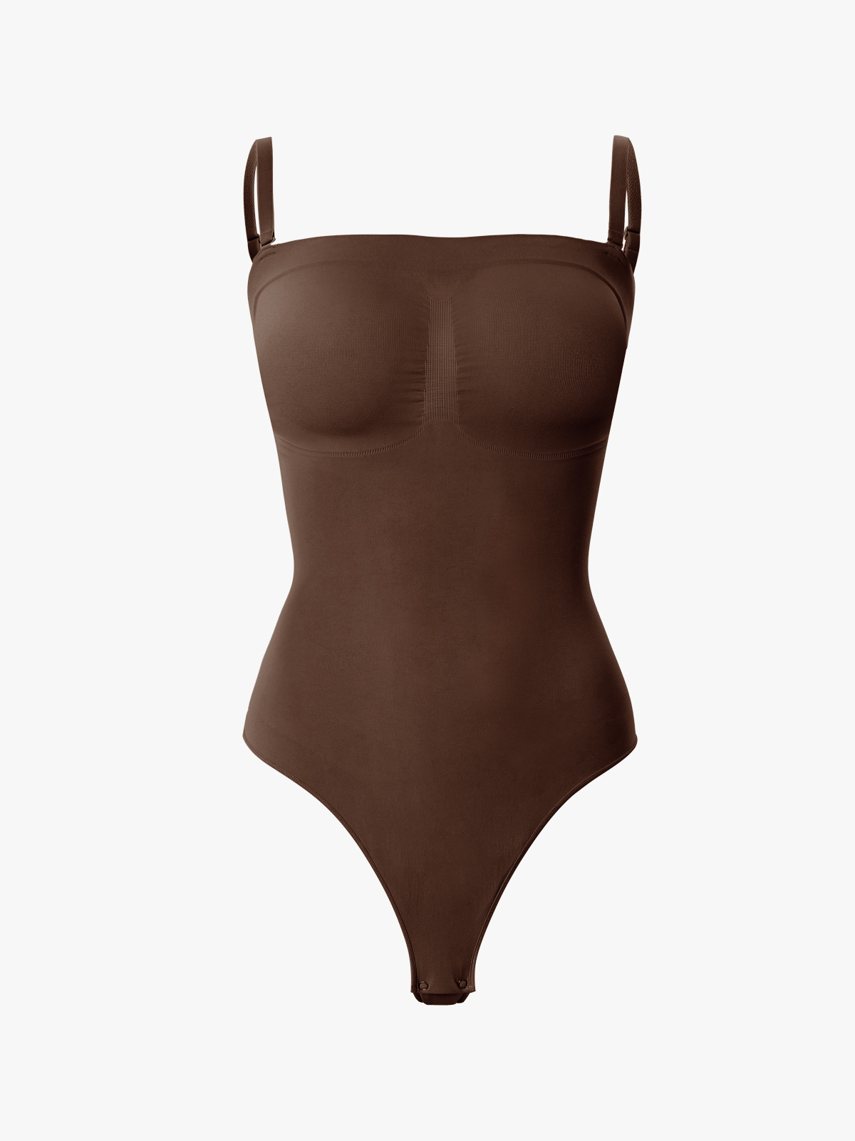 Seamless Tummy Control Thong Bodysuit with Detachable Shoulder Straps