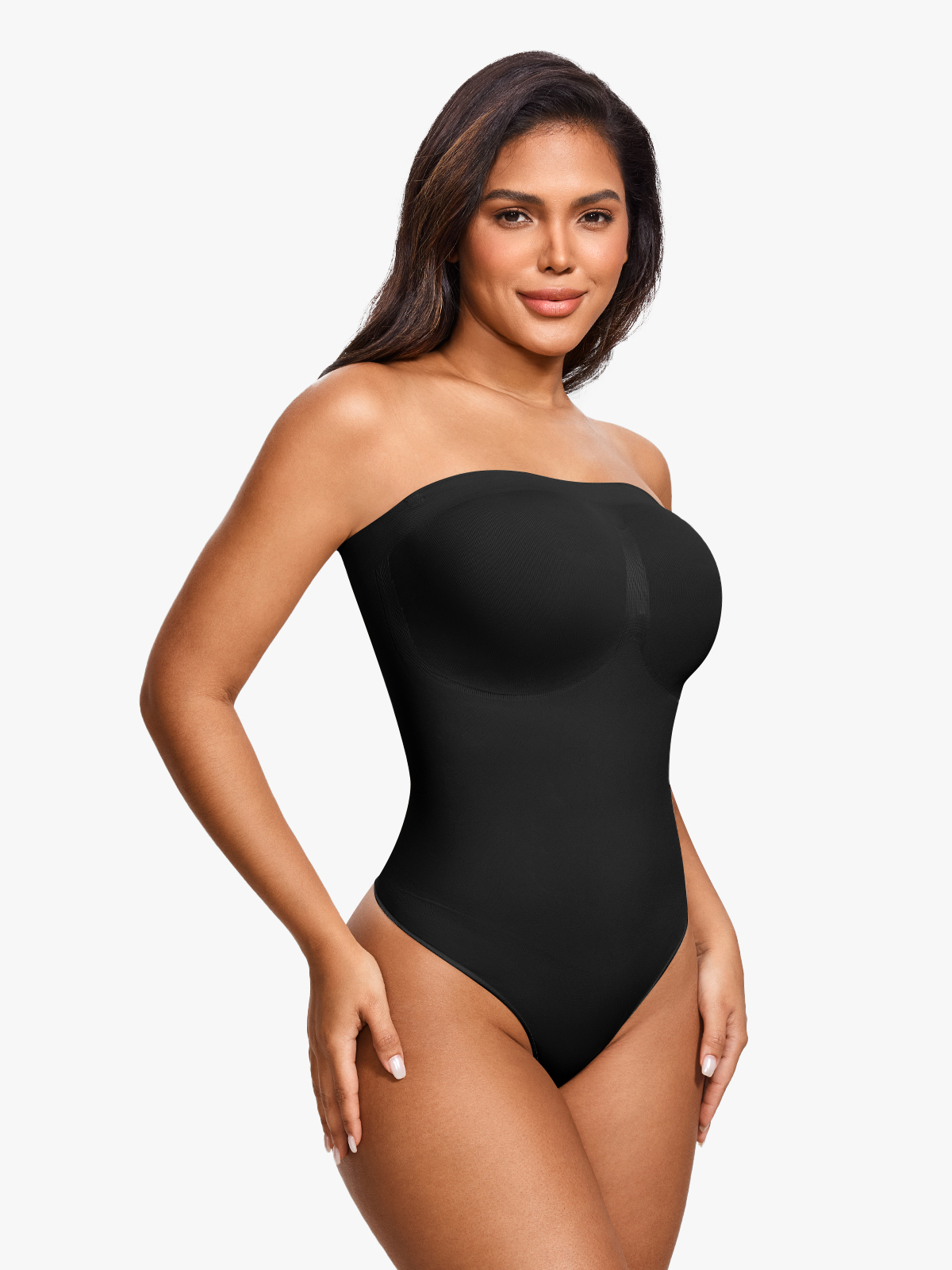 Seamless Tummy Control Thong Bodysuit with Detachable Shoulder Straps