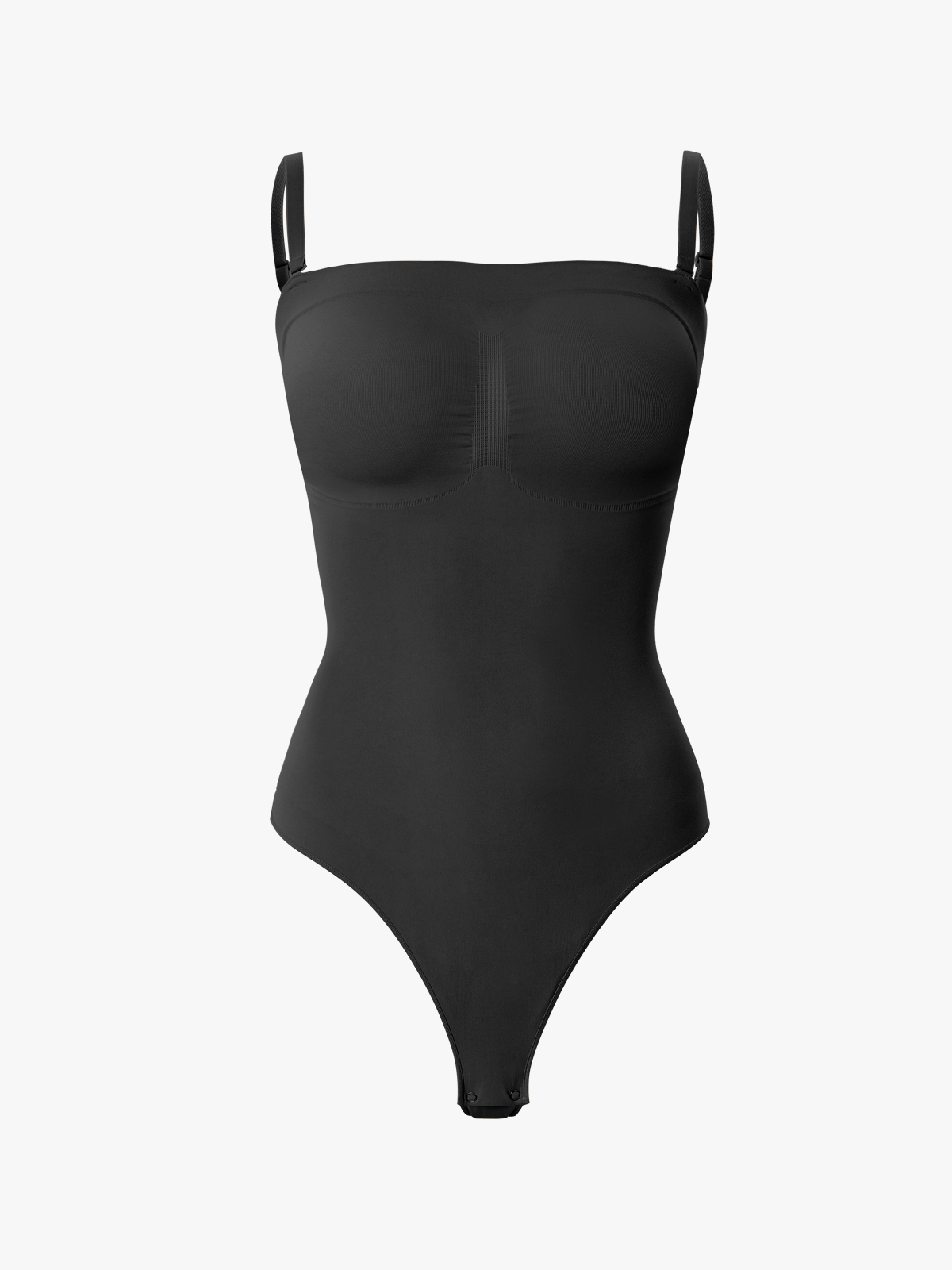 Seamless Tummy Control Thong Bodysuit with Detachable Shoulder Straps