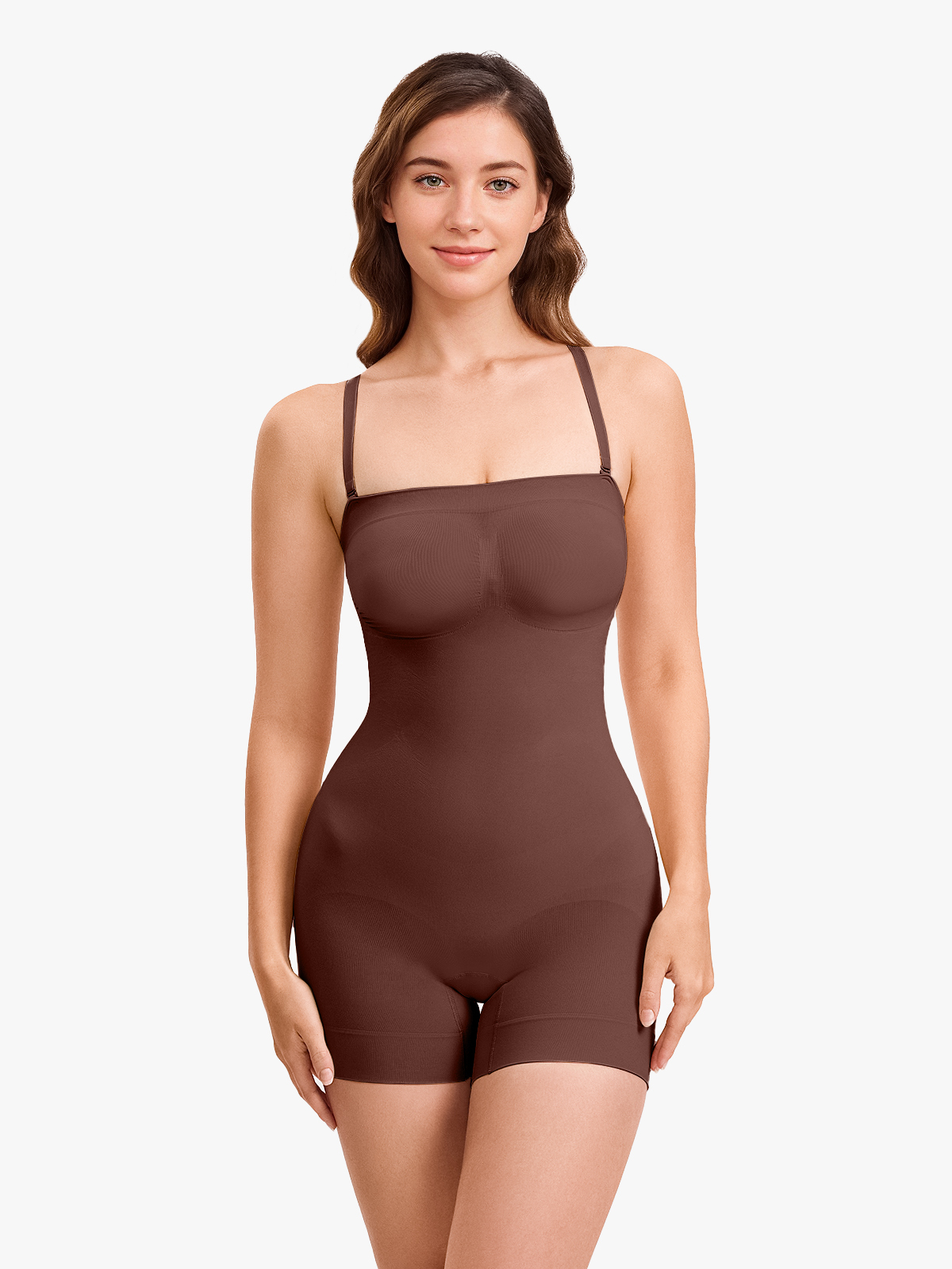 Seamless Tummy Control Bodysuit with Detachable Shoulder Straps