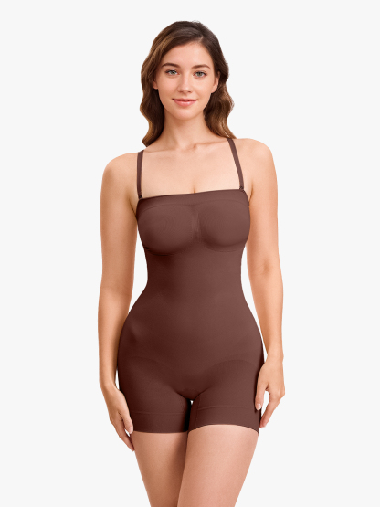 Seamless Tummy Control Bodysuit with Detachable Shoulder Straps