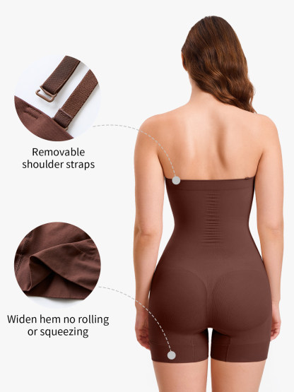 Seamless Tummy Control Bodysuit with Detachable Shoulder Straps