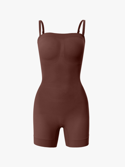 Seamless Tummy Control Bodysuit with Detachable Shoulder Straps