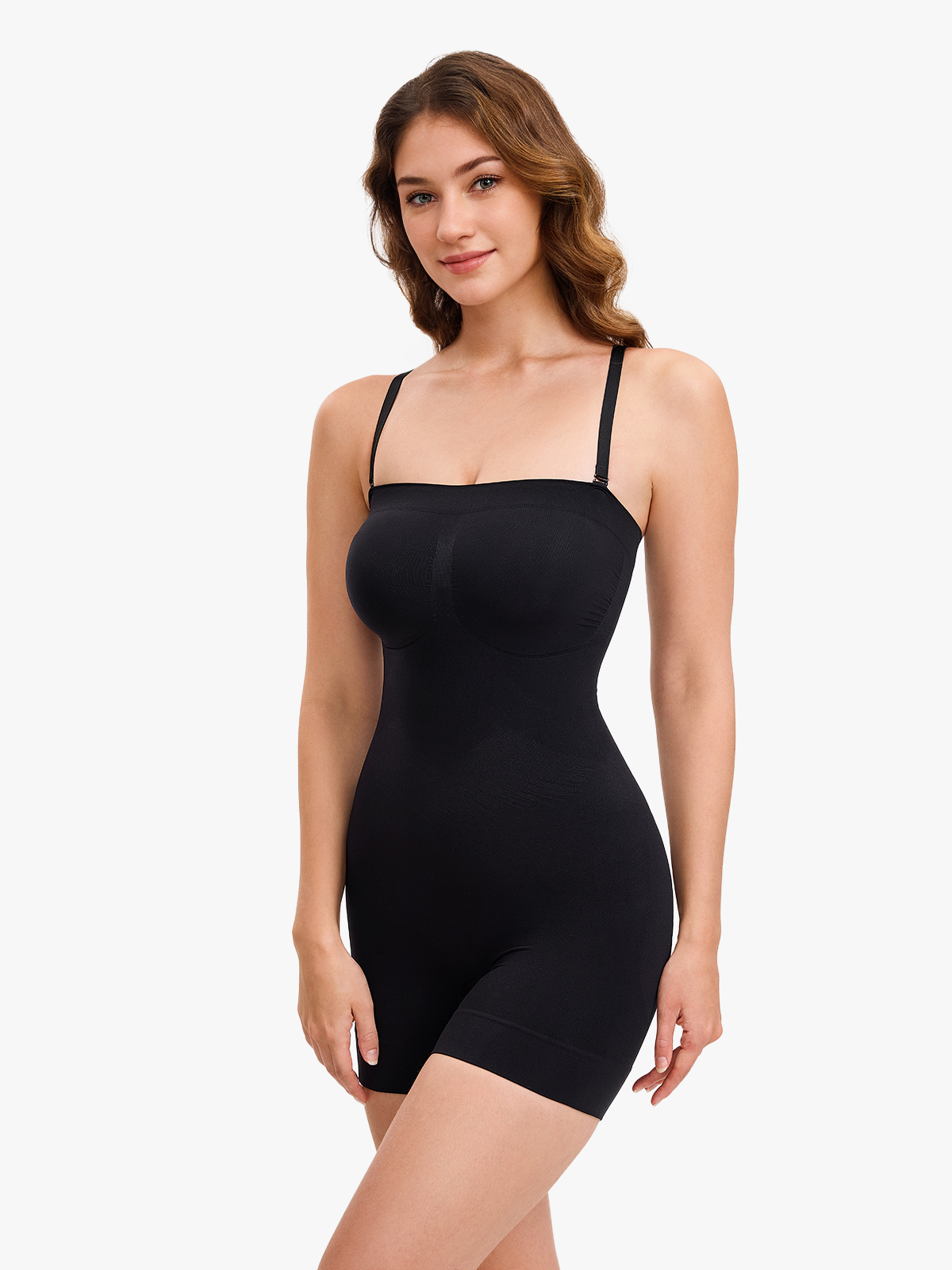 Seamless Tummy Control Bodysuit with Detachable Shoulder Straps