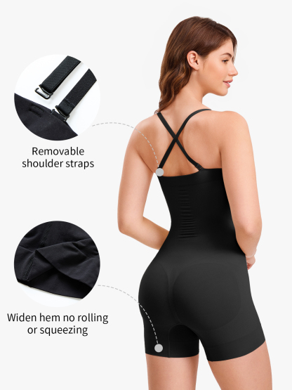 Seamless Tummy Control Bodysuit with Detachable Shoulder Straps