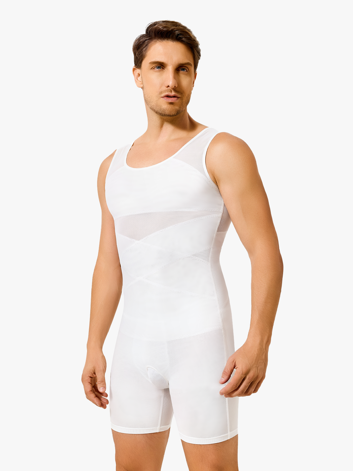 Mesh Tummy Control Crotch Opening Workout Shapewear Bodysuit-Nebility