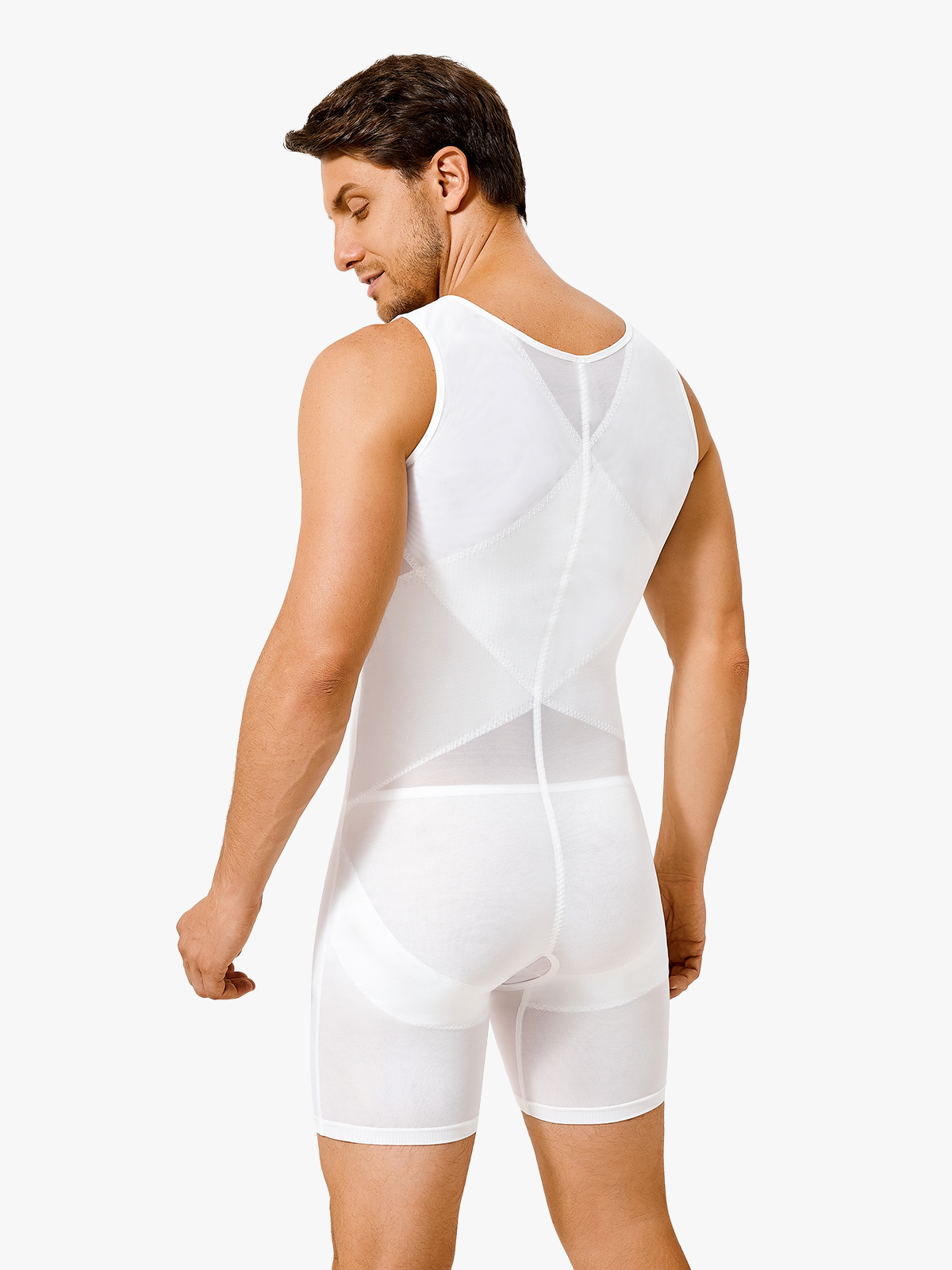 Mesh Tummy Control Crotch Opening Workout Shapewear Bodysuit-Nebility