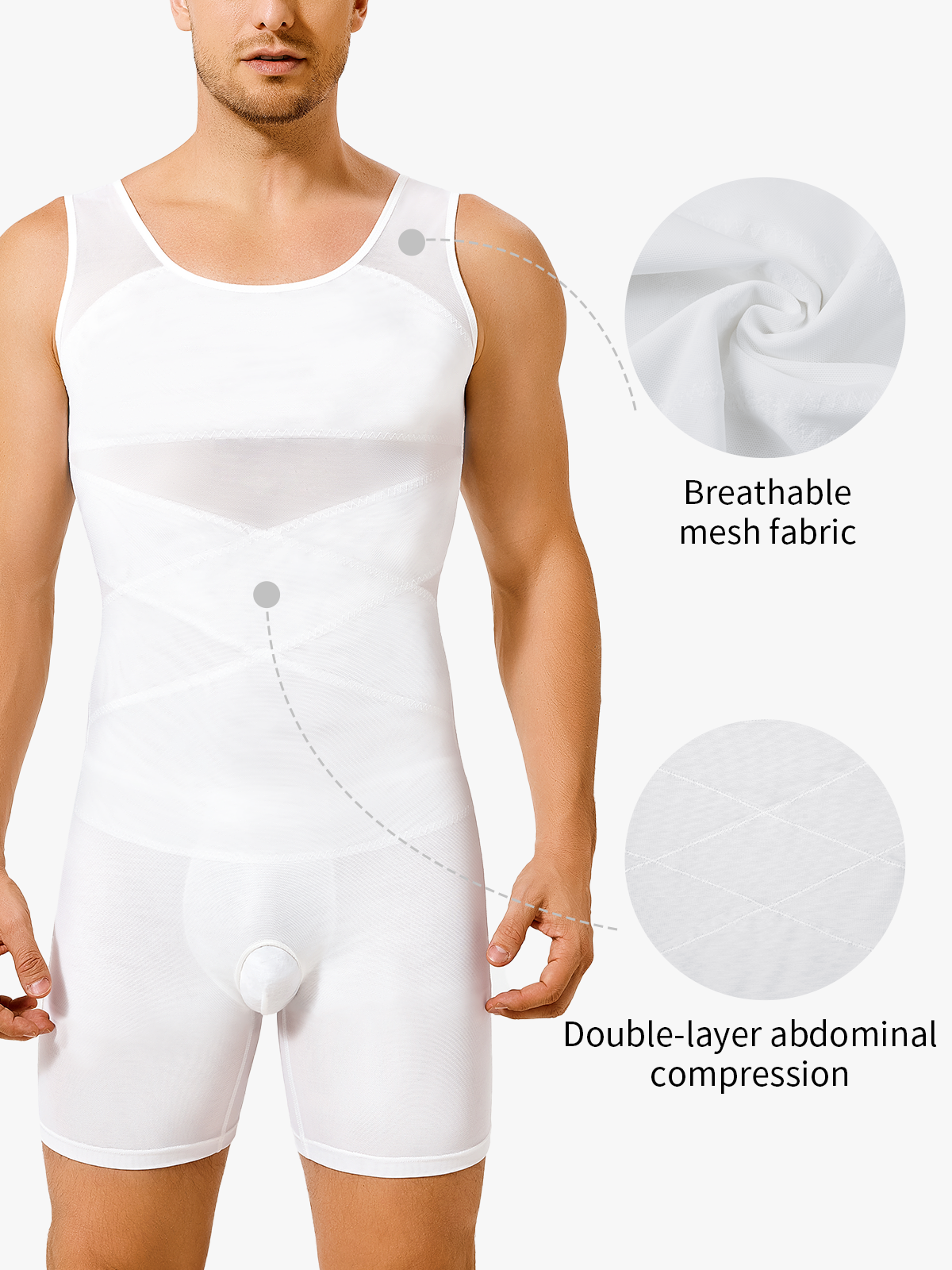 Mesh Tummy Control Crotch Opening Workout Shapewear Bodysuit-Nebility
