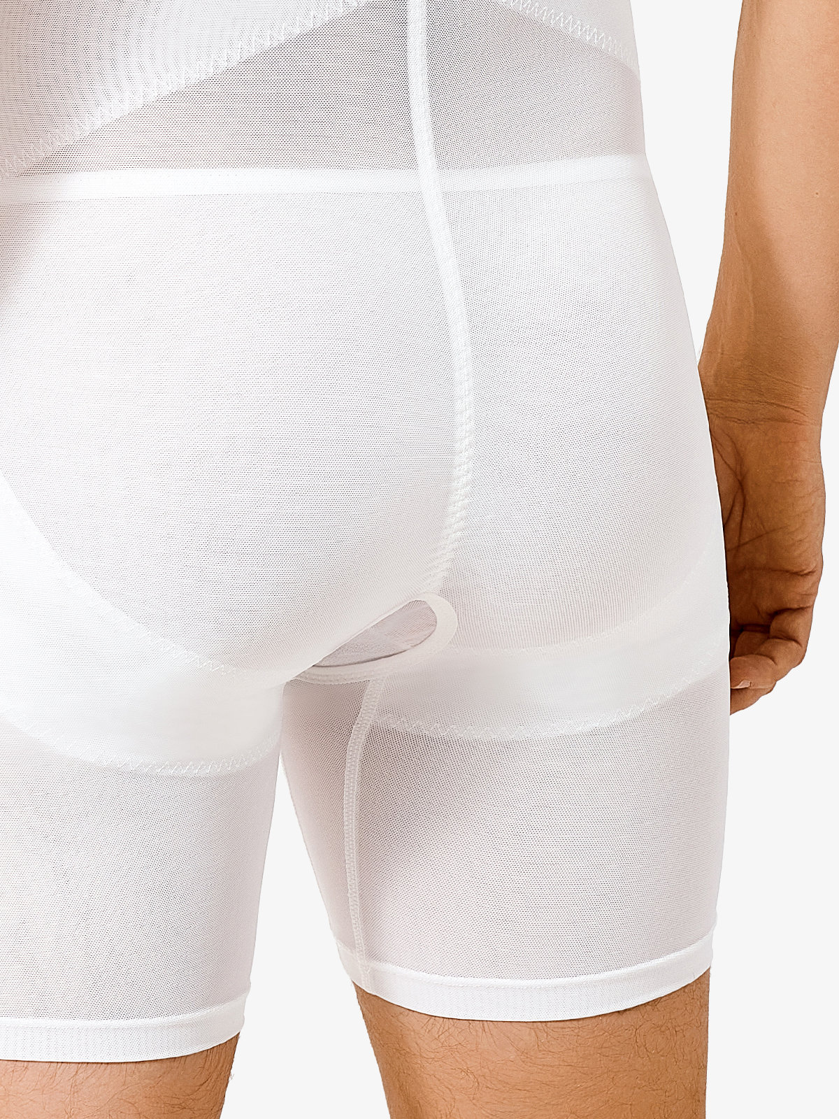 Mesh Tummy Control Crotch Opening Workout Shapewear Bodysuit-Nebility
