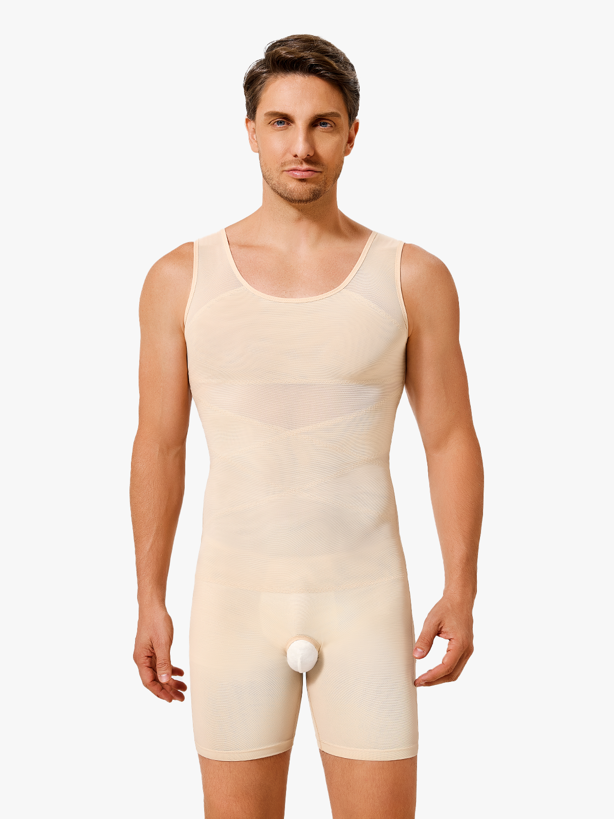 Mesh Tummy Control Crotch Opening Workout Shapewear Bodysuit-Nebility