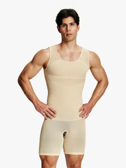 Men's Mesh Tummy Control Bodysuit